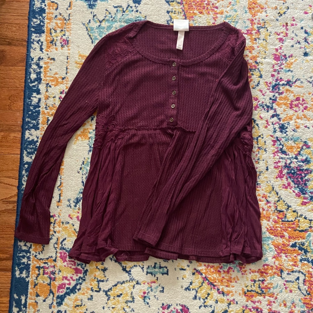 Maroon long sleeve baby doll shirt